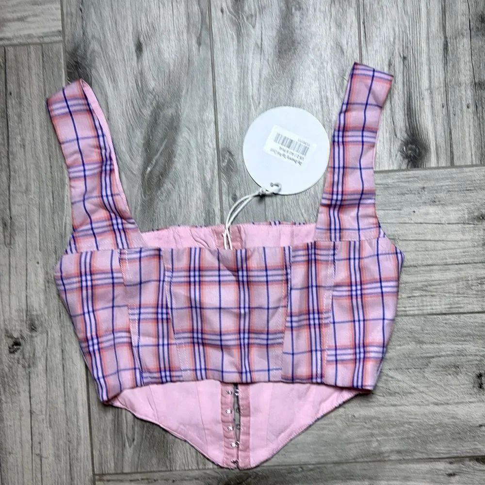 Princess Polly DAY DREAMING TOP PINK CHECK US 2 - Picture 8 of 9